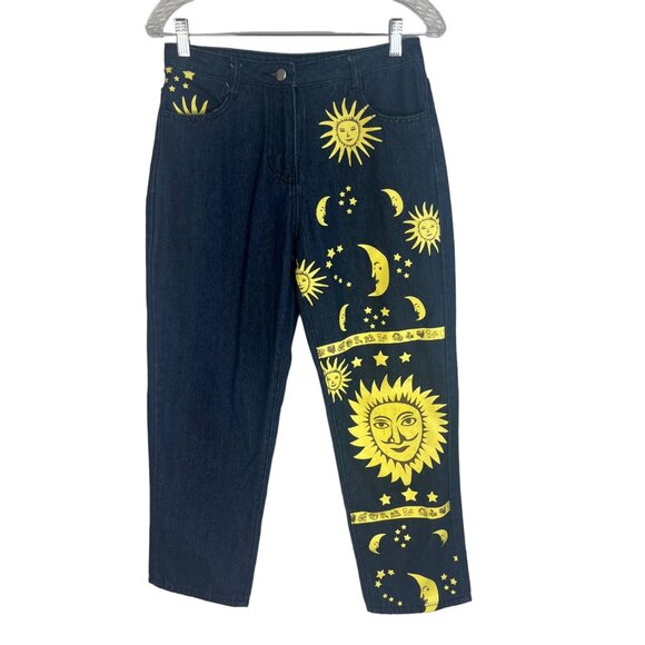 Sun Moon Star Jeans Womens Medium Dark Wash Womens Fun Whimsical - Picture 1 of 8